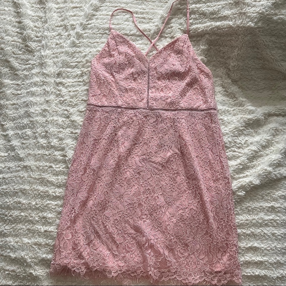 Pink lace bodycon dress
